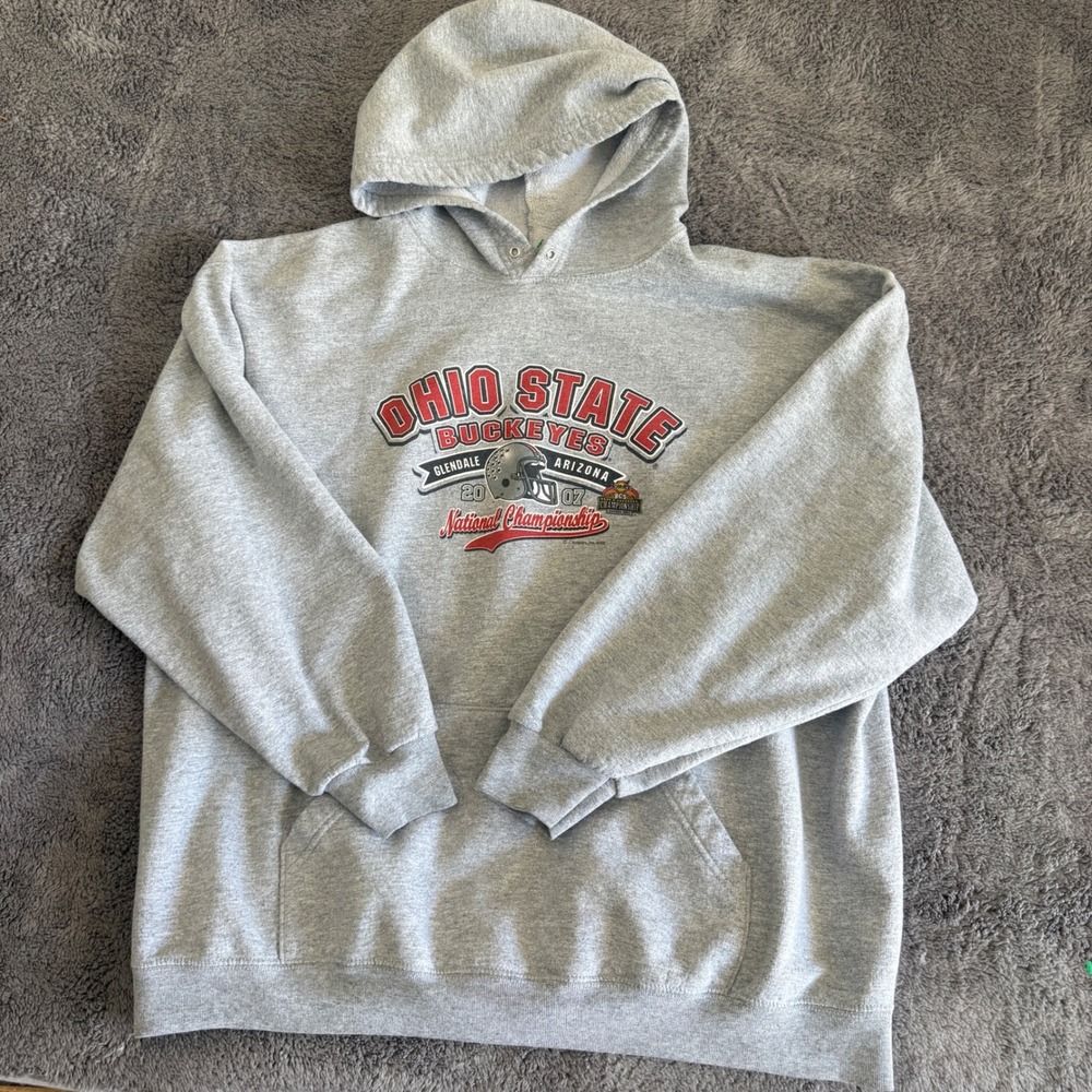 Fruit of the Loom Hoodie Mens 2XL Gray Excellent Ohio State 2007 Championship - Picture 4 of 7